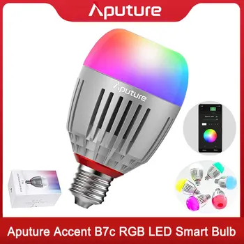 Интелигентен led лампа Aputure Accent B7c 7 W RGBWW, 2000 k-10000 k Оцветен, TLCI/CRI 95+, режим на CCT / HSI/ FX, вградена батерия за управление на приложенията