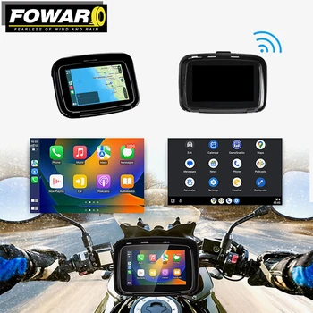 Мотоциклет преносим GPS навигация Мото Водоустойчив дисплей Carplay за мотокрос безжичен 5 инча Carplay Android авто IPX7GPS екран
