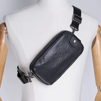 AETOO Кожена нагрудная чанта мъжки малка лятна модерна чанта за мобилен телефон, за първи слой кожена чанта многофункционален клатч shoul