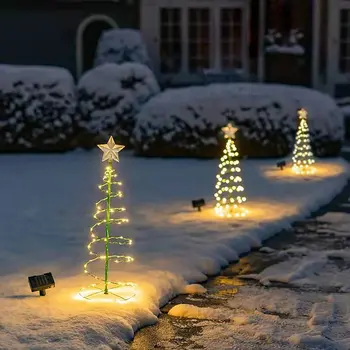 Слънчевата Коледно дърво, градинска градински стойка, led венец за почвата, сатерпрооф Ip65, звездна лампа, декорация, празнична украса
