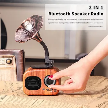 2023 нов Bluetooth-високоговорител, ретро дървена преносима кутия, безжична мини говорител на открито за звуковата система, TF FM-радио, музика, MP3-субуфера