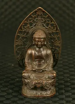 уникална китайска статуя на Буда Шакямуни от старата бронз, вырезанная ръчно, декорация на всекидневна