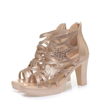 Сандали, дамски обувки, 2023 г., лятна дамски обувки на висок ток с дупки за дамите, сандали на токчета sandalias de mujer