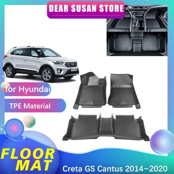 Автомобилен тампон за Hyundai Creta GS Cantus 2014 ~ 2020 2015 2016 авточасти за краката TPE liner четки Carpet Pad Потребителско покритие Аксесоари за килими