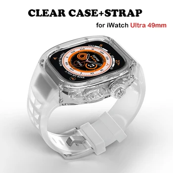 Луксозен Комплект Модификация На Apple Watch Ultra 49 ММ Прозрачен Калъф За iWatch Серия от 49 мм Спортна Дъвка министерството на отбраната Kit Аксесоари