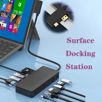12 В 1 Surface Докинг Станция Хъб Usb 3.0 QC Бързо Зарядно Устройство, Mini DP, HDMI Адаптер за Microsoft Surface Pro 4/5/6 Док Адаптер