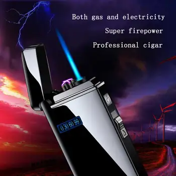 Нов уличен метален плазмен USB ветрозащитный led екран Газова електрическа запалка с двойно предназначение мъжки подаръчни аксесоари за цигари