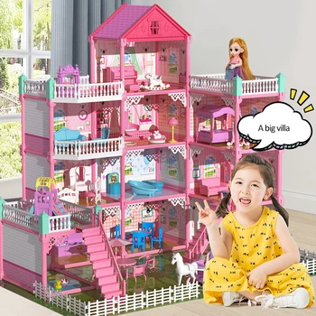 Миниатюрен куклена къща със собствените си ръце, чудесен дом за деца, строителни комплекти, куклен дом, мебели за кукли, детски играчки, подарък за рожден ден, Коледа