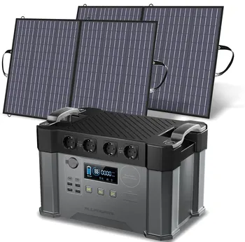 Преносим Генератор ALLPOWERS 2000 W, Резервна батерия Аварийно захранване от слънчев панел, 2X100 W за прекъсване на тока На открито, Къмпинг