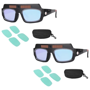 Промоция! 6X Заваряване маска на слънчеви батерии с автоматично затъмняване, каска, очила за заварчици, дуговые противоударные лещи с футляром за съхранение