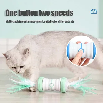 Електрическа магическа пръчка с перо, зареждане чрез Usb, Автоматично завъртане, Закачка котки, регулируема скорост, подвижен лесна модерна играчка за домашни любимци