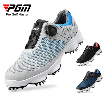 Обувки за голф PGM, мъжки удобни мъжки обувки за голф с катарама, водоустойчив маратонки от естествена кожа, нескользящие шипове с пирони XZ106