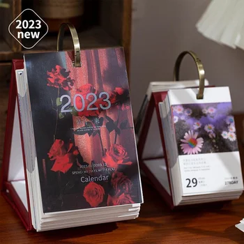 Настолен календар на литературата и изкуството на 2023 година, сладък букет от рози, постоянен календар, дневник, планиране на масата, Организатор на годишната дневен ред