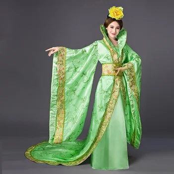 Лейси бродерия, древна облекло династията на Ханфу Тан, гипсови рокли с широки ръкави, булчински облекла, дрехи за ежедневни изяви на сцената