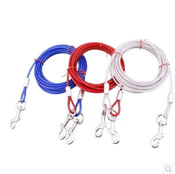 Дърпане на въже за домашни любимци с двата края, едно ремарке и две стоманени жици за фиксиран каишка за кучета