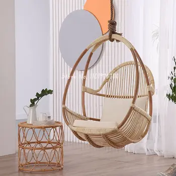 Скандинавска проста подвесная кошница за тераси от настоящето ратан, мрежа за люлките, червен подвесная люлка от ратан ръчно изработени столове за тераса от ратан