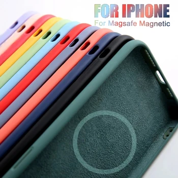 За Magsafe Магнитен Безжичен Калъф За Зареждане на iPhone 13 11 12 Pro Max mini XR XS Plus 8, Течна Силиконова Противоударная Делото