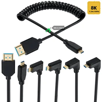 8K 60hz Пружинен кабел телескопична Версия 2.1 Micro HDMI съвместим с HDMI съвместим кабел цифров фотоапарат, HD