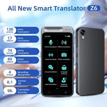 2023 Устройство за превод на езици Z6 138 езици Интелигентен преводач, записывающий глас в реално време, с устройство за превод на текст