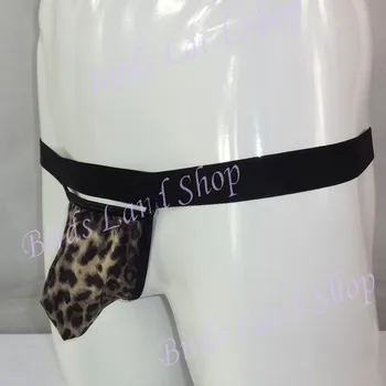 Мъжки секси чанта, бельо-прашки с прозорец, леопардовый трикотаж G523CD от изкуствен велур
