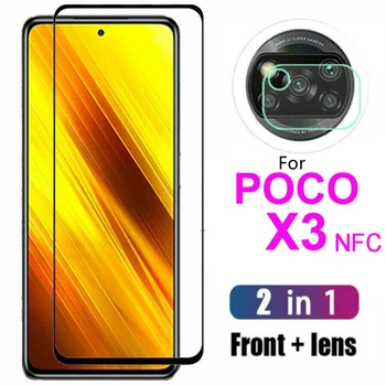 Закалено Стъкло 2 в 1 За Xiaomi Poco X3 NFC Защитно Фолио За екрана и Капака на обектива на Камерата Взривозащитени Протектори За Poco X3 NFC
