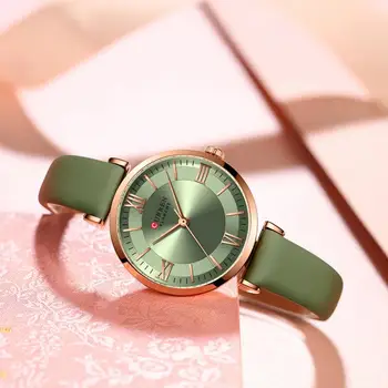 Часовници Relogio Feminino 2023 CURREN дамски маркови луксозни зелени кварцов часовник, една модерна женствена рокля, елегантни часовници, подаръци за една жена