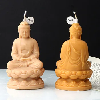 Силиконова форма за 3D медитация Буда статуя на Шакямуни, Абстрактна ароматна свещ, гипсова форма, калъп за леене на бетон, декор