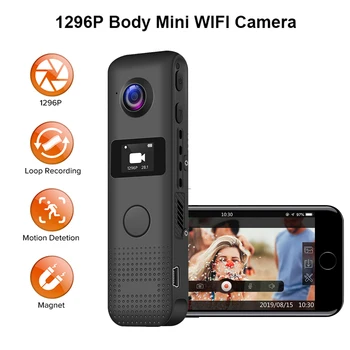 Danruiee C18 Мини-Камера, Wi-Fi с откриване на движение HD 1296 P Професионален Фотоапарат с Микро-Магнит Видеокамера DVR Камера Полицейска Камера за Сигурност