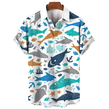 2023 Хавайски Мъжка Риза с къс ръкав 3d Принтом 