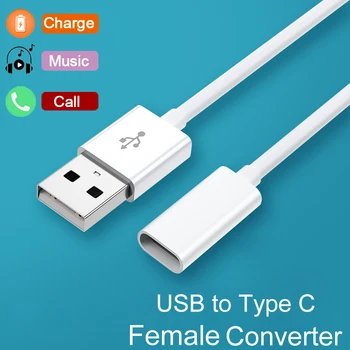 USB To Type C Female C Бързо зарядно устройство, Дата кабел, OTG адаптер за Huawei Honor Xiaomi Samsung Слушалки конвертор USB Type C