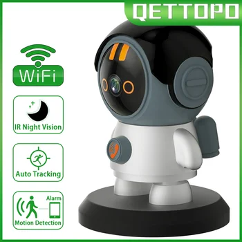 Qettopo 5MP Робот PTZ Wifi IP Камера Проследяване на човек на Повикване един Клик следи бебето в Закрито Помещение за видеонаблюдение iCam365