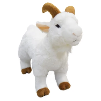 Реалистична играчка плюшен с чучелом бели кози, реалистични плюшени играчки с участието на бяла коза, имитиращи животни кукли