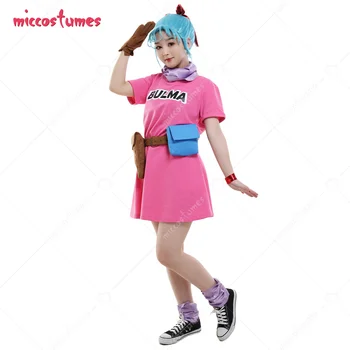 Женски костюм за cosplay Bulma, розова рокля за жените, костюм за cosplay на Хелоуин