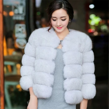 2023 Дамски къс свободна палто от луксозен лисьего кожа в стил мозайка, тънка яке, зимно градинска ветрозащитная топло палто