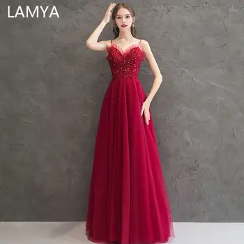 LAMYA 2023 Вечерни рокли, дълги сексуални кристали 