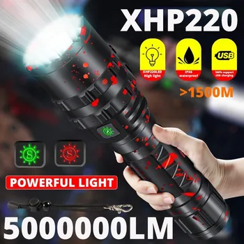 ZK40 5000000LM висока мощност XHP220 Мощен led фенерче тактически военен фенер USB Camping Lanterna Водоустойчив самоотбрана