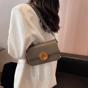 Реколта квадратни чанти за жени, чанта през рамо, дамски чанти през рамо от изкуствена кожа, простотата на модерния дизайн, дамски нова чанта