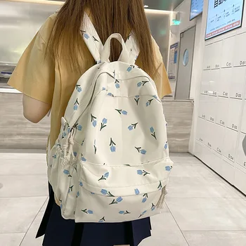 Ученически чанти с принтом за прекрасни момичета, раница за тийнейджъри, женски найлонов случайни раница в японски стил