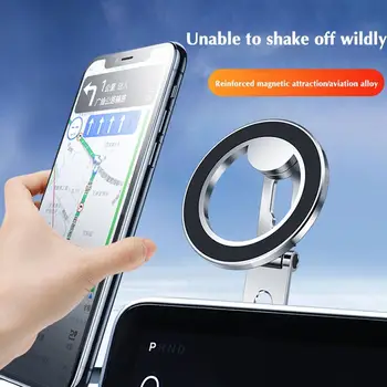 Въртящи се на 360 Метален Магнитен Кола За Телефон, Сгъваема Универсална Поставка За Мобилен Телефон, Магнитна Закопчалка, Поддръжка на GPS, за iPhone 14 13 12