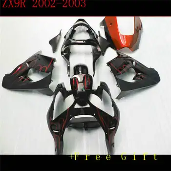 ZX9R за нинджа 2002-2003 ZX-9R Red черен ZX-9R 9 R ZX9 R 2002 2003 + НОВ Червен 02 03 Комплект Обтекателей лилаво, сребристо