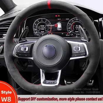 За Volkswagen Golf GTI ОТ 7 GTE 7 R На 7 Polo, черна замшевая покриване на кормилното колело