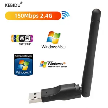kebidu 2,4 Ghz USB 2.0 Адаптер 150 Mbps WiFi Безжична Мрежова Карта с Антена Чипсет Ralink MT-7601 за Лаптоп на Едро