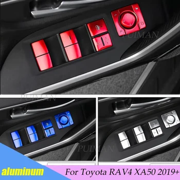 За Toyota RAV4 XA50 2019 2020 2021 2022 Алуминиева Сплав Автомобилна Врата, Прозорец, стъкло, Бутон за Управление на Възхода на Стикер, Тампон