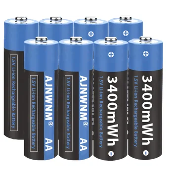 AJNWNM 1,5 AA Литиево-йонни Акумулаторни Батерии 3400 МВтч AA Батерия за камера фенерче Играчки AA от 1,5 Литиева Акумулаторна Батерия