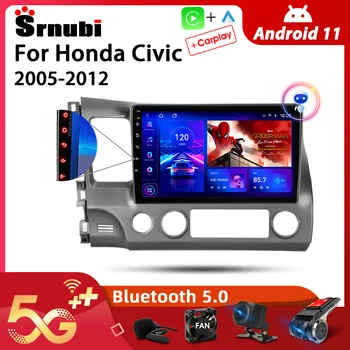 Srnubi Android 11,0 Автомобилен Радиоприемник За Honda Civic 2005-2012 Мултимедиен Плейър 2Din 4G WIFI GPS Навигация Carplay Главното устройство