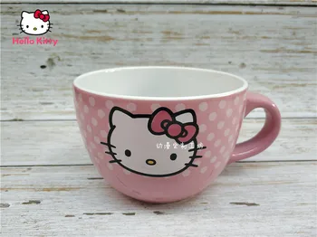 Hello Kitty Модерен керамичен материал Скъпа мультяшная чаша аниме Просто Ежедневни чашата за кафе с голям капацитет