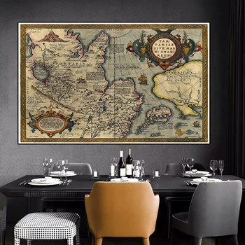 225*150 см, реколта карта на света, тъкан, платно, живопис, ретро стенен художествен плакат, декоративна картичка, украса на дома в хола