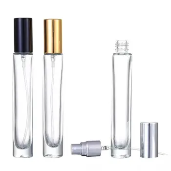 Стъклен флакон на парфюма с опаковка, Мини-алуминиево покритие, прозрачна бутилка за еднократна употреба, квадратен кръг спрей течност за пътуване