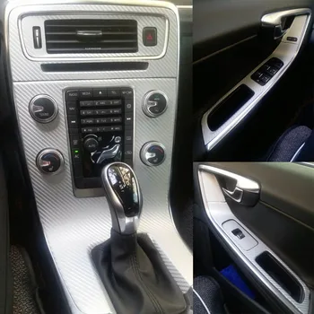 За Volvo S60, V60 2011-2018 Вътрешна централна контролен панел врата копчето 5D стикери от карбон, стикери за стайлинг на автомобили, аксесоари