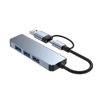 4 порта USB 3.0, хъб Type-C, адаптер USB 2.0, високоскоростно предаване, многопортовый USB сплитер, удължител за КОМПЮТЪР